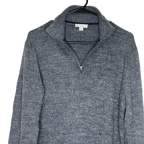 Gap Men Quarter Zip Pull Over Gray 100% Cotton Smart Casual Office Career Size M - Picture 2 of 5